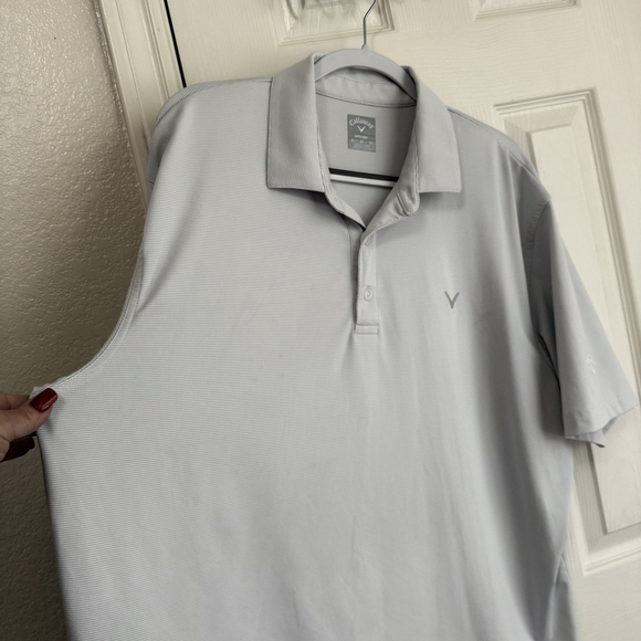 Callaway Opti Dry XL Light Blue & White Striped Performance Golf Shirt - Picture 5 of 9